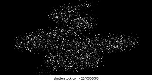 Silver confetti point on a black background. Luxury festive background. Silver grainy abstract texture overflows against a black background. Element of design. Vector illustration, EPS 10. 