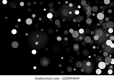 Silver confetti point on a black background. Luxury festive background. Silver grainy abstract texture overflows against a black background. Element of design. Vector illustration, EPS 10. 