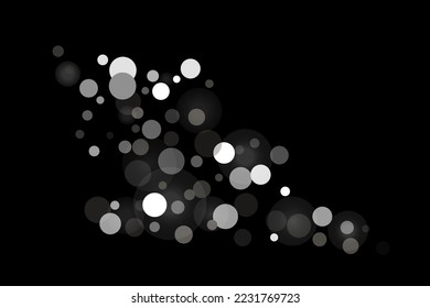 Silver confetti point on a black background. Luxury festive background. Silver grainy abstract texture overflows against a black background. Element of design. Vector illustration, EPS 10. 