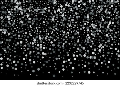 Un confeti plateado apunta sobre un fondo negro. Lujoso marco festivo. La textura abstracta granulada de plata se desborda sobre un fondo negro. Elemento de diseño. Ilustración del vector, EPS 10. 