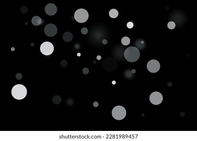 Silver confetti point on a black background. Luxury festive background. Silver grainy abstract texture overflows against a black background. Element of design. Vector illustration, EPS 10. 