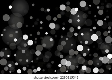 Silver confetti point on a black background. Luxury festive background. Silver grainy abstract texture overflows against a black background. Element of design. Vector illustration, EPS 10. 