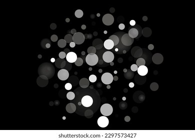 Silver confetti point on a black background. Luxury festive background. Silver grainy abstract texture overflows against a black background. Element of design. Vector illustration, EPS 10. 