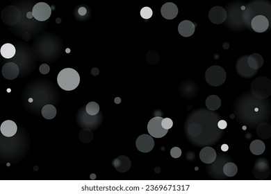 Silver confetti point on a black background. Luxury festive background. Silver grainy abstract texture overflows against a black background. Element of design. Vector illustration, EPS 10. 