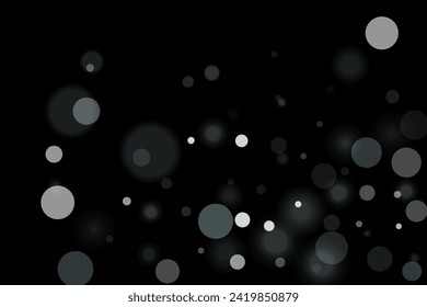 Silver confetti point on a black background. Luxury festive background. Silver grainy abstract texture overflows against a black background. Element of design. Vector illustration, EPS 10. 