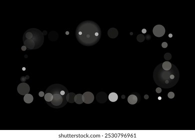 Punto de confeti de plata sobre un fondo negro. Fondo festivo de lujo. Textura abstracta granulada plateada se desborda sobre un fondo negro. Elemento de diseño. Ilustración vectorial, EPS 10. 