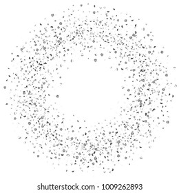 Silver confetti point on a white background. Luxury festive background. Silver grainy abstract texture overflows against a black background. Element of design. Vector illustration, EPS 10.