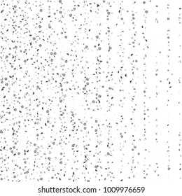 Silver confetti point on a white background. Luxury festive background. Silver grainy abstract texture overflows against a black background. Element of design. Vector illustration, EPS 10.