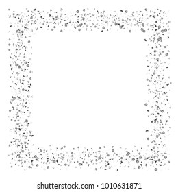 Silver confetti point on a white background. Luxury festive background. Silver grainy abstract texture overflows against a black background. Element of design. Vector illustration, EPS 10.