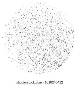 Silver confetti point on a white background. Luxury festive background. Silver grainy abstract texture overflows against a black background. Element of design. Vector illustration, EPS 10.