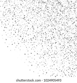 Silver confetti point on a white background. Luxury festive background. Silver grainy abstract texture overflows against a black background. Element of design. Vector illustration, EPS 10.