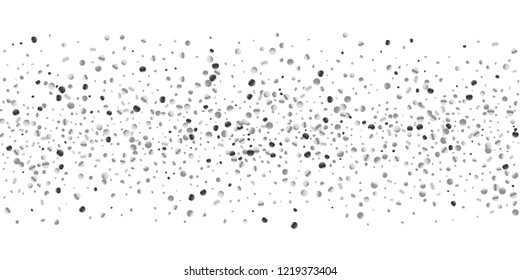 Silver confetti point on a white background. Luxury festive background. Silver grainy abstract texture overflows against a black background. Element of design. Vector illustration, EPS 10.