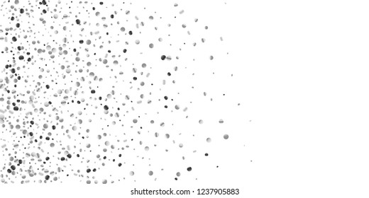Silver confetti point on a white background. Luxury festive background. Silver grainy abstract texture overflows against a black background. Element of design. Vector illustration, EPS 10.
