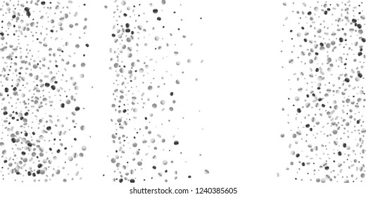 Silver confetti point on a white background. Luxury festive background. Silver grainy abstract texture overflows against a black background. Element of design. Vector illustration, EPS 10.