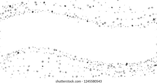 Silver confetti point on a white background. Luxury festive background. Silver grainy abstract texture overflows against a black background. Element of design. Vector illustration, EPS 10.
