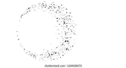Silver confetti point on a white background. Luxury festive background. Silver grainy abstract texture overflows against a black background. Element of design. Vector illustration, EPS 10.