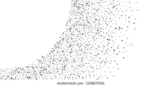 Silver confetti point on a white background. Luxury festive background. Silver grainy abstract texture overflows against a black background. Element of design. Vector illustration, EPS 10.