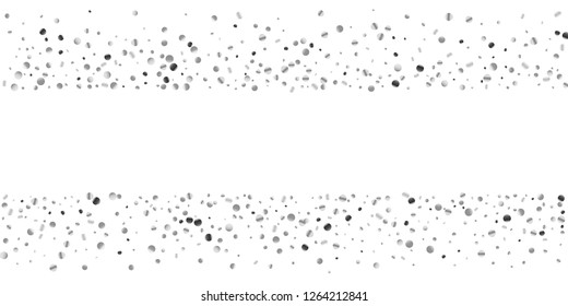 Silver confetti point on a white background. Luxury festive background. Silver grainy abstract texture overflows against a black background. Element of design. Vector illustration, EPS 10.