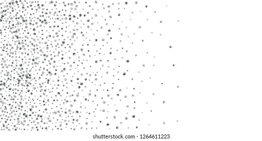 Silver confetti point on a white background. Luxury festive background. Silver grainy abstract texture overflows against a black background. Element of design. Vector illustration, EPS 10.