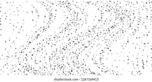 Silver confetti point on a white background. Luxury festive background. Silver grainy abstract texture overflows against a black background. Element of design. Vector illustration, EPS 10.
