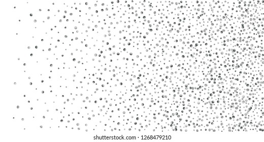 Silver confetti point on a white background. Luxury festive background. Silver grainy abstract texture overflows against a black background. Element of design. Vector illustration, EPS 10.