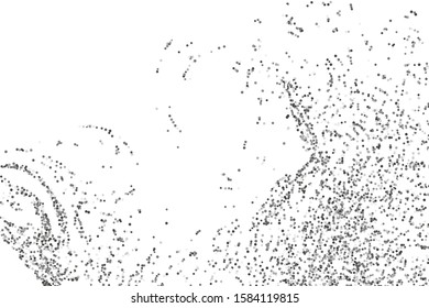 Silver confetti point on a white background. Luxury festive background. Silver grainy abstract texture overflows against a black background. Element of design. Vector illustration, EPS 10. 