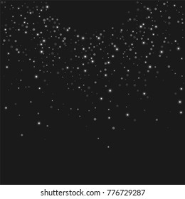 Silver confetti points on a black background. Luxury festive background. Silver sparkling abstract texture on a black background. Element of design. Vector illustration, EPS 10.