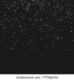 Silver confetti points on a black background. Luxury festive background. Silver sparkling abstract texture on a black background. Element of design. Vector illustration, EPS 10.