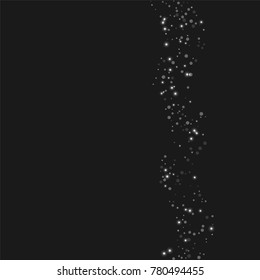 Silver confetti points on a black background. Luxury festive background. Silver sparkling abstract texture on a black background. Element of design. Vector illustration, EPS 10.