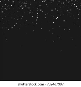 Silver confetti points on a black background. Luxury festive background. Silver sparkling abstract texture on a black background. Element of design. Vector illustration, EPS 10.