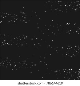 Silver confetti points on a black background. Luxury festive background. Silver sparkling abstract texture on a black background. Element of design. Vector illustration, EPS 10.