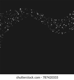Silver confetti points on a black background. Luxury festive background. Silver sparkling abstract texture on a black background. Element of design. Vector illustration, EPS 10.
