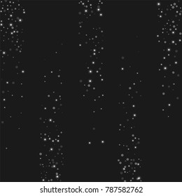 Silver confetti points on a black background. Luxury festive background. Silver sparkling abstract texture on a black background. Element of design. Vector illustration, EPS 10.