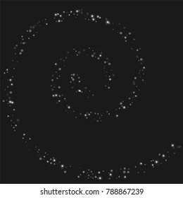 Silver confetti points on a black background. Luxury festive background. Silver sparkling abstract texture on a black background. Element of design. Vector illustration, EPS 10.
