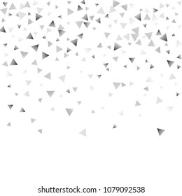 Silver confetti triangle on a white background. Abstract celebration background in the form of a silver triangle. Decorative element. Suitable for your design, cards, invitations, gifts.