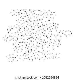 Silver confetti triangle on a white background. Abstract celebration background in the form of a silver triangle. Decorative element. Suitable for your design, cards, invitations, gifts.