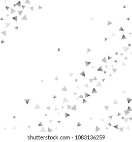 Silver confetti triangle on a white background. Abstract celebration background in the form of a silver triangle. Decorative element. Suitable for your design, cards, invitations, gifts.