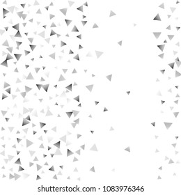 Silver confetti triangle on a white background. Abstract celebration background in the form of a silver triangle. Decorative element. Suitable for your design, cards, invitations, gifts.