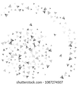 Silver confetti triangle on a white background. Abstract celebration background in the form of a silver triangle. Decorative element. Suitable for your design, cards, invitations, gifts.