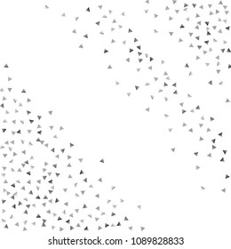 Silver confetti triangle on a white background. Abstract celebration background in the form of a silver triangle. Decorative element. Suitable for your design, cards, invitations, gifts.