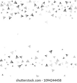 Silver confetti triangle on a white background. Abstract celebration background in the form of a silver triangle. Decorative element. Suitable for your design, cards, invitations, gifts.