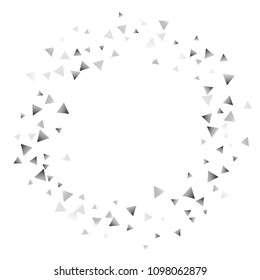 Silver confetti triangle on a white background. Abstract celebration background in the form of a silver triangle. Decorative element. Suitable for your design, cards, invitations, gifts.