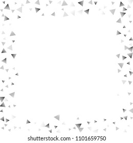 Silver confetti triangle on a white background. Abstract celebration background in the form of a silver triangle. Decorative element. Suitable for your design, cards, invitations, gifts.