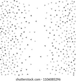 Silver confetti triangle on a white background. Abstract celebration background in the form of a silver triangle. Decorative element. Suitable for your design, cards, invitations, gifts.
