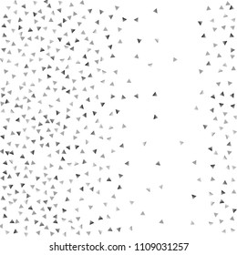 Silver confetti triangle on a white background. Abstract celebration background in the form of a silver triangle. Decorative element. Suitable for your design, cards, invitations, gifts.