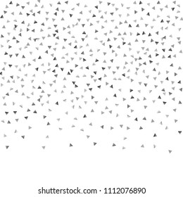Silver confetti triangle on a white background. Abstract celebration background in the form of a silver triangle. Decorative element. Suitable for your design, cards, invitations, gifts.