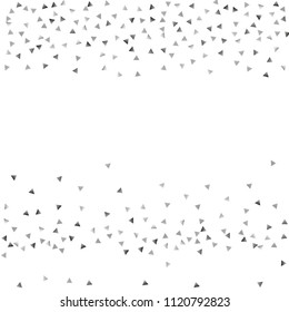 Silver confetti triangle on a white background. Abstract celebration background in the form of a silver triangle. Decorative element. Suitable for your design, cards, invitations, gifts.