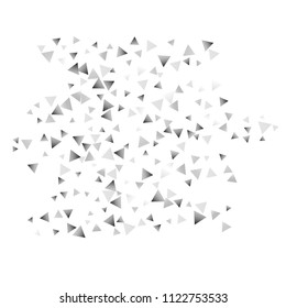 Silver confetti triangle on a white background. Abstract celebration background in the form of a silver triangle. Decorative element. Suitable for your design, cards, invitations, gifts.