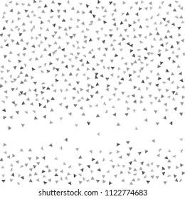 Silver confetti triangle on a white background. Abstract celebration background in the form of a silver triangle. Decorative element. Suitable for your design, cards, invitations, gifts.