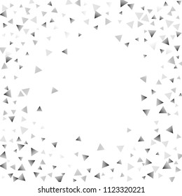 Silver confetti triangle on a white background. Abstract celebration background in the form of a silver triangle. Decorative element. Suitable for your design, cards, invitations, gifts.